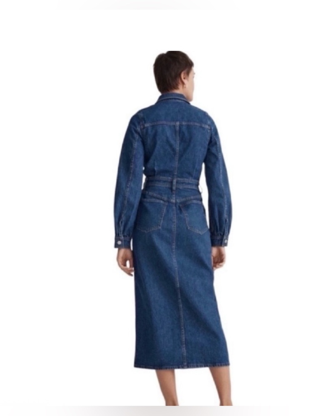 MADEWELL Midi Shirtdress in Glissan Wash, Pockets Front/Back, Size 8. - Picture 2 of 7